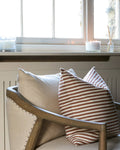 Jasper Square Cushion | Rust & Ecru Stripe