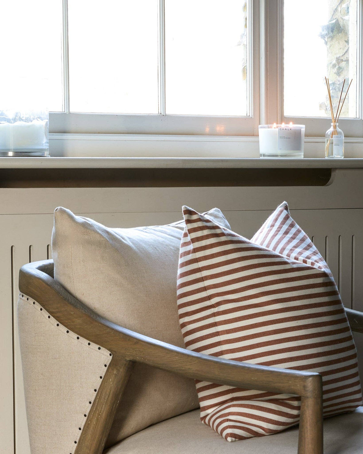 Jasper Square Cushion | Rust & Ecru Stripe
