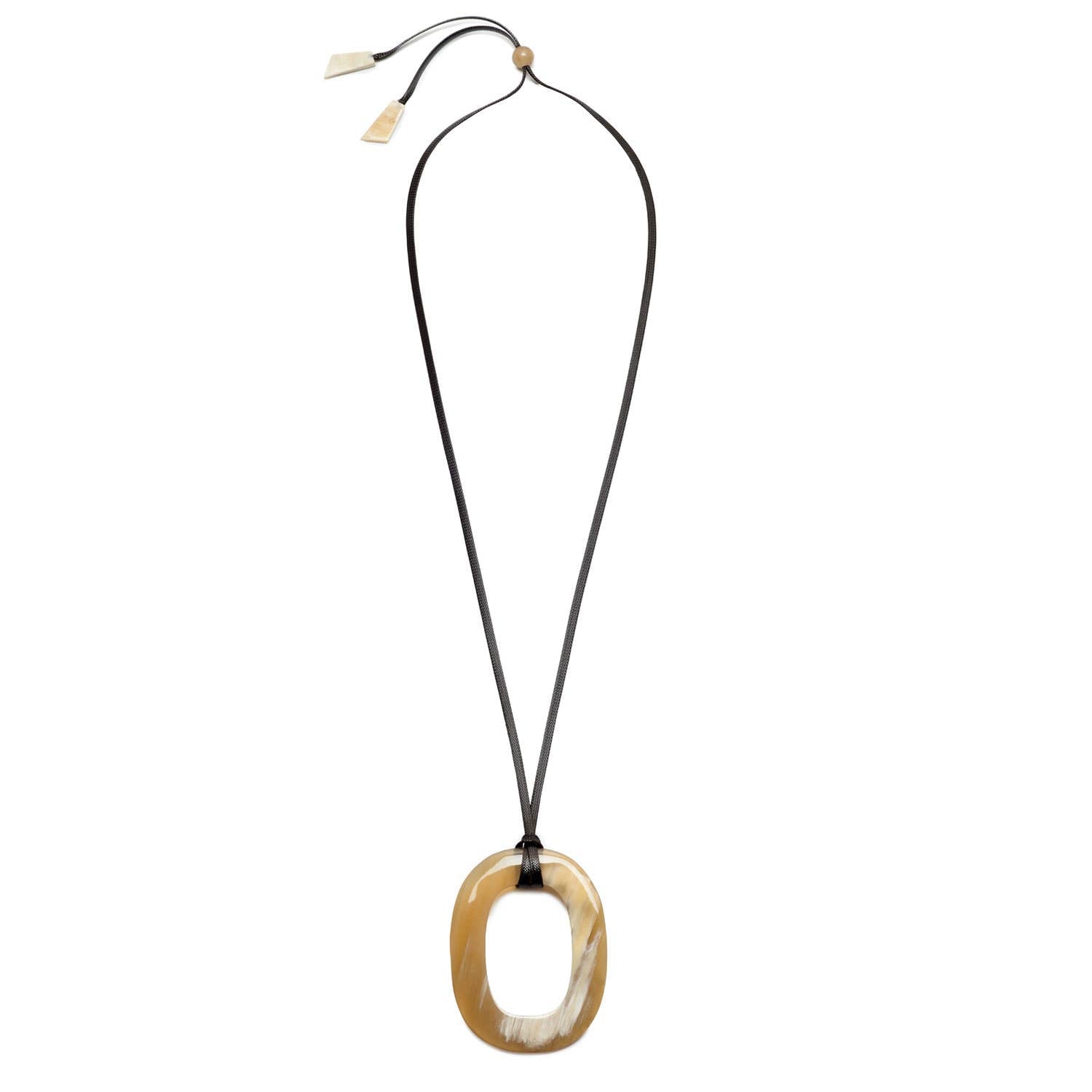 BRANCH - White Natural Large Oval Buffalo Horn & Cord Pendant