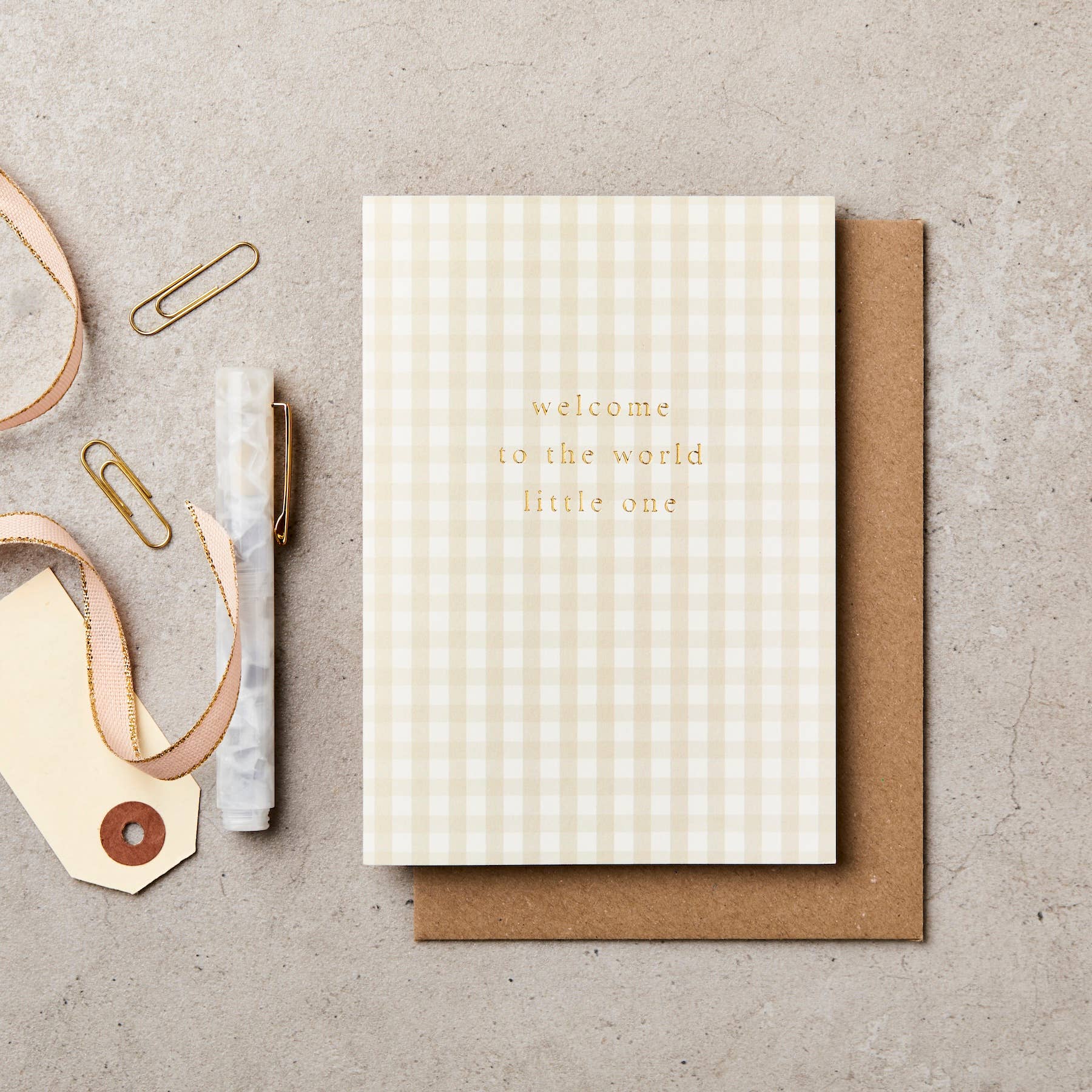 Welcome to the World - Gingham New Baby Card