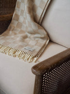 Erin Merino Lambswool Throw - Beige Check