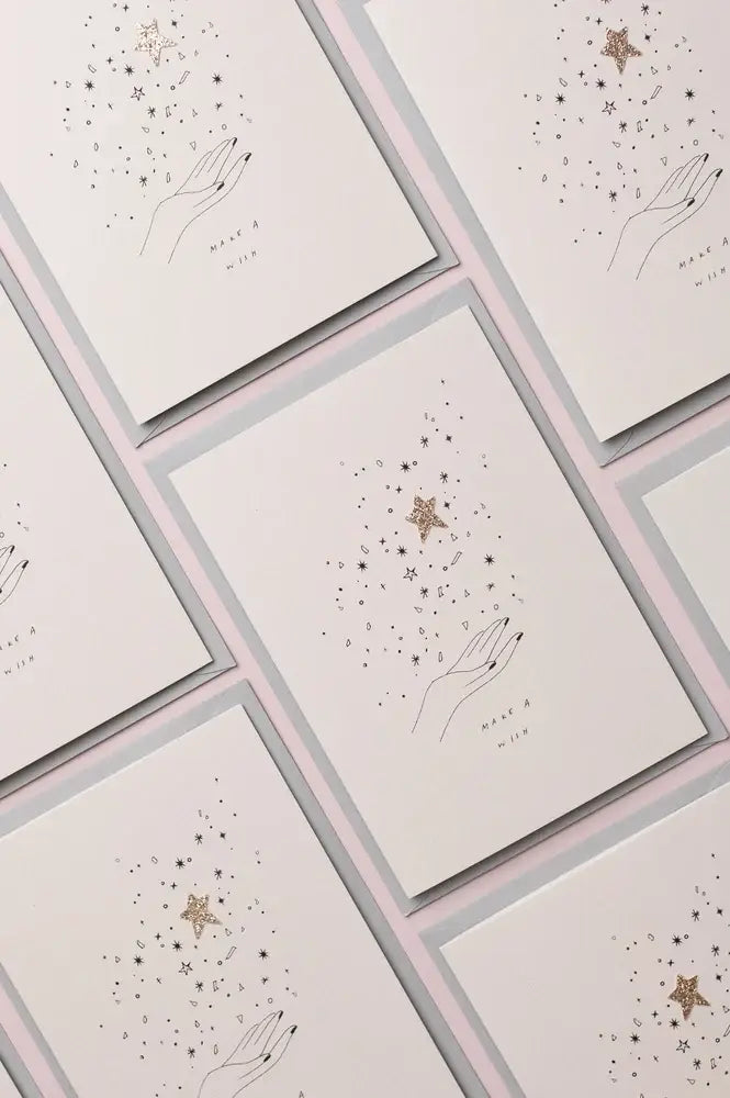 MAKE A WISH - CONFETTI HAND FINISHED GREETING CARD