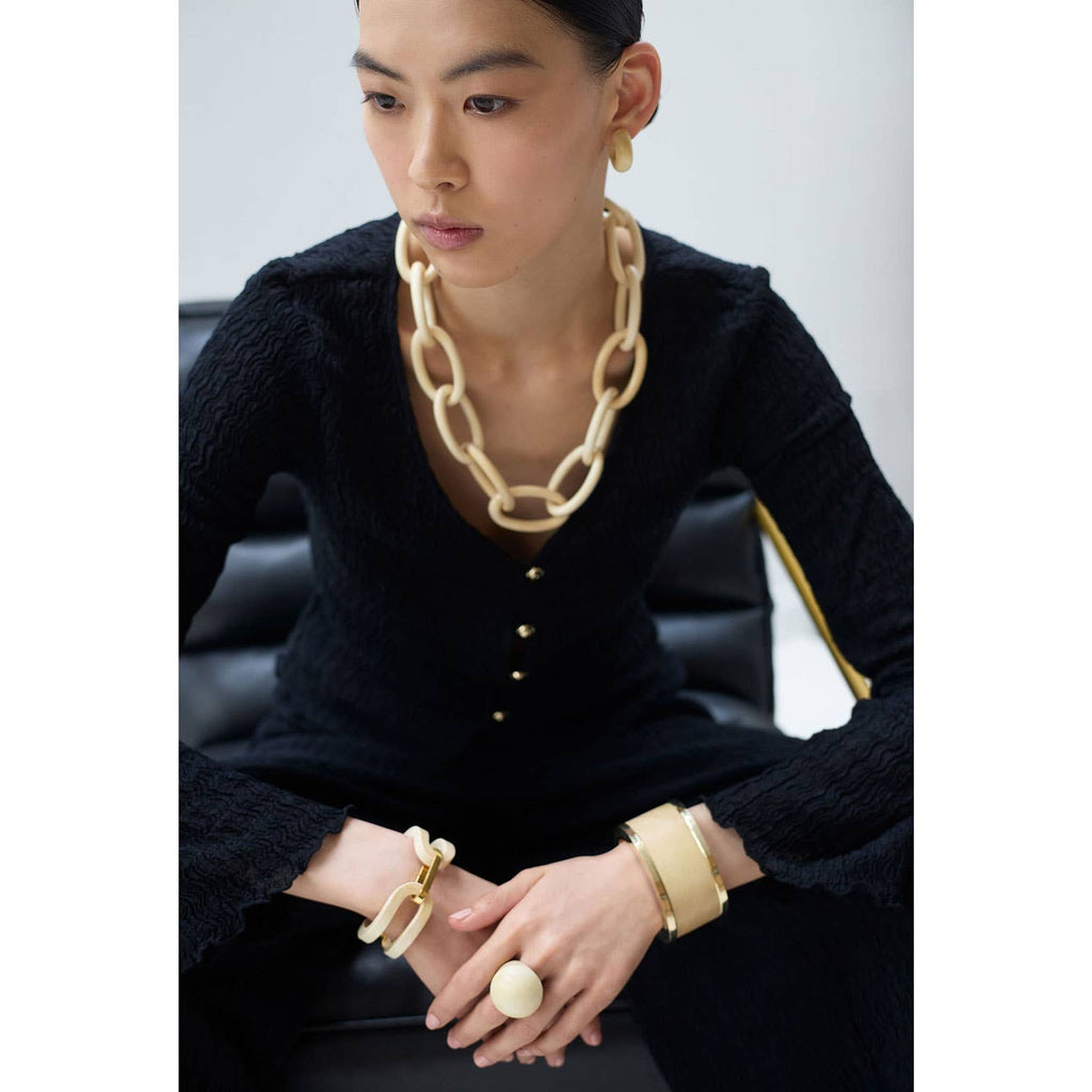 BRANCH - White Wooden Chunky Hoop Earrings