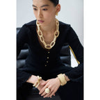 BRANCH - White Wooden Chunky Hoop Earrings