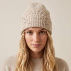 Woolen Beanie hat - Cream Marl