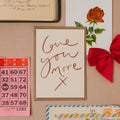 'Love You More X' Handwritten Anniversary Card