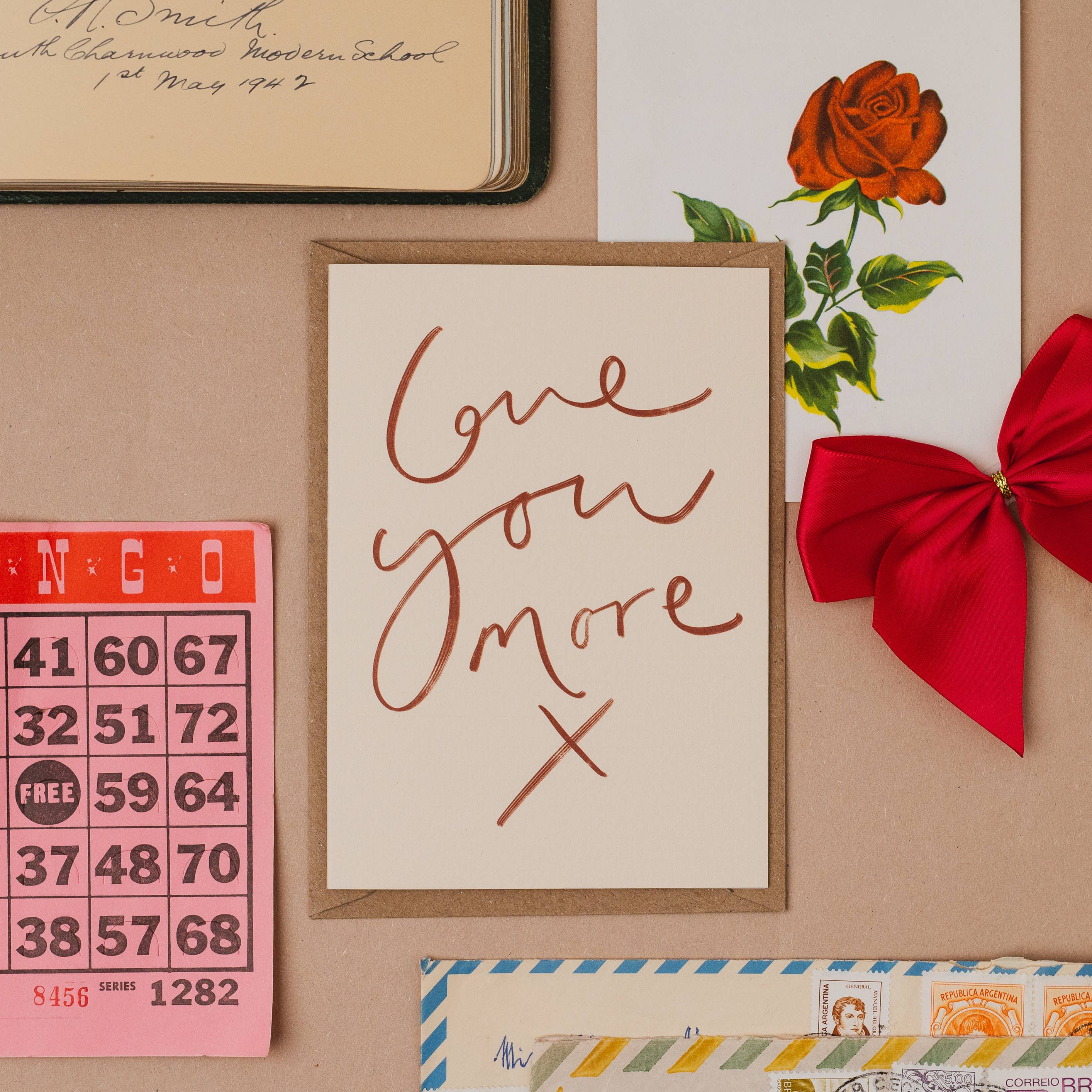 'Love You More X' Handwritten Anniversary Card