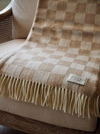 Erin Merino Lambswool Throw - Beige Check