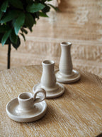 Cohen & Co. Ceramic Candle Holder - Stone, small