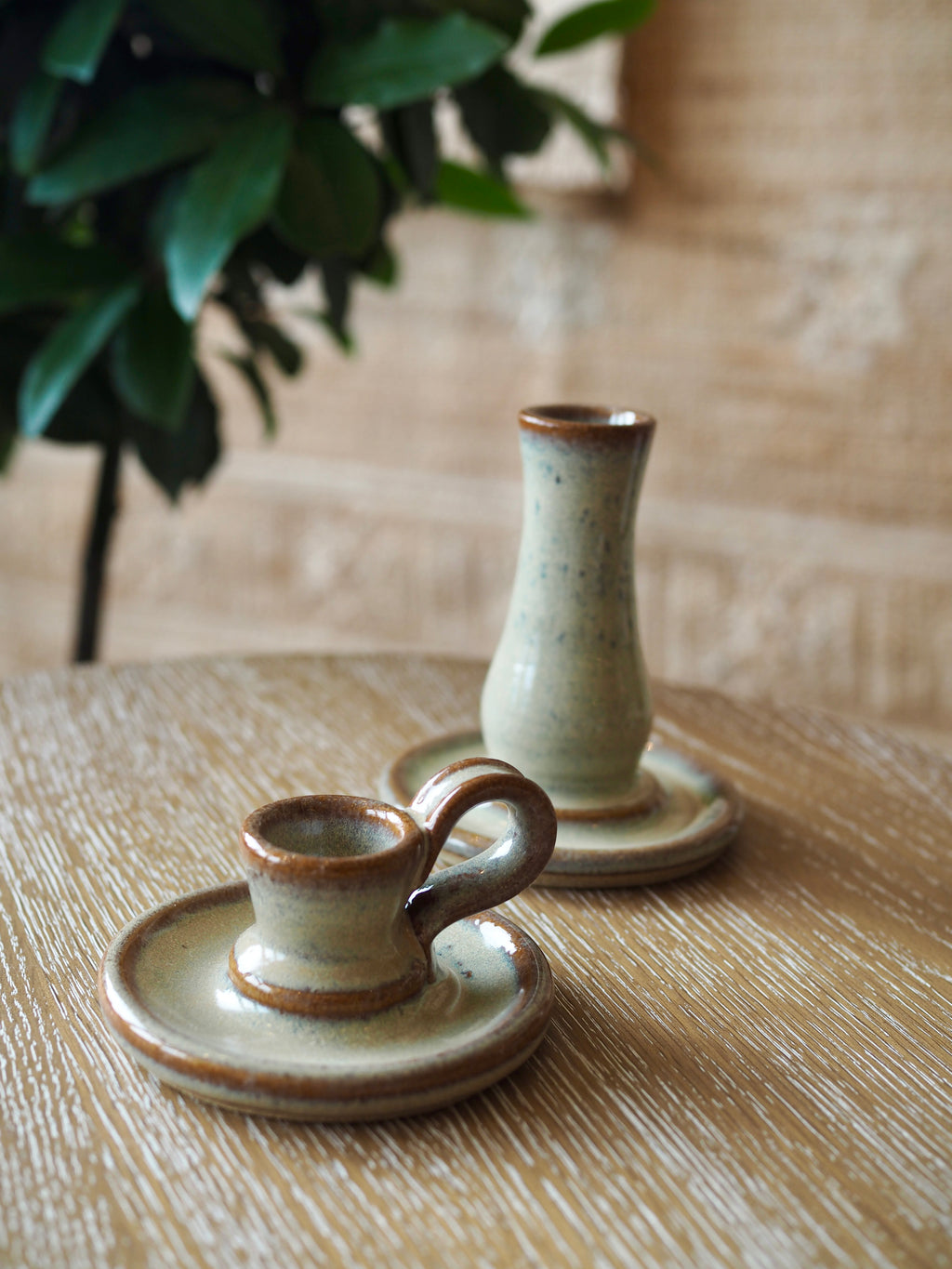 Cohen & Co. Ceramic Candle Holder - Sand, large
