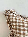 Hallie Ruffled Linen Cushion 50x30cm – Brown Gingham
