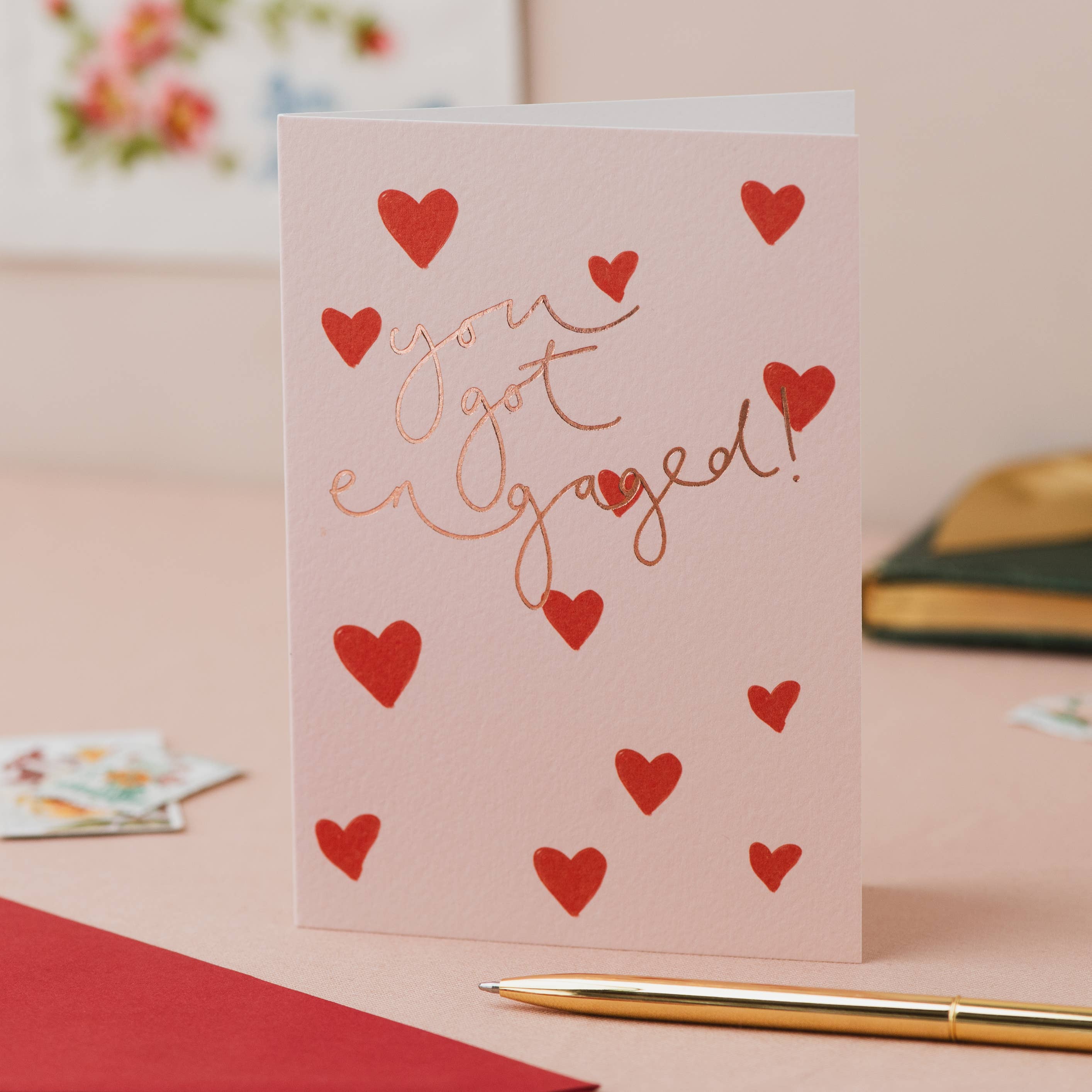 You Got Engaged! - Multi Hearts Foil Card