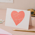 'You got engaged' Red Heart Rose Gold Foil Card