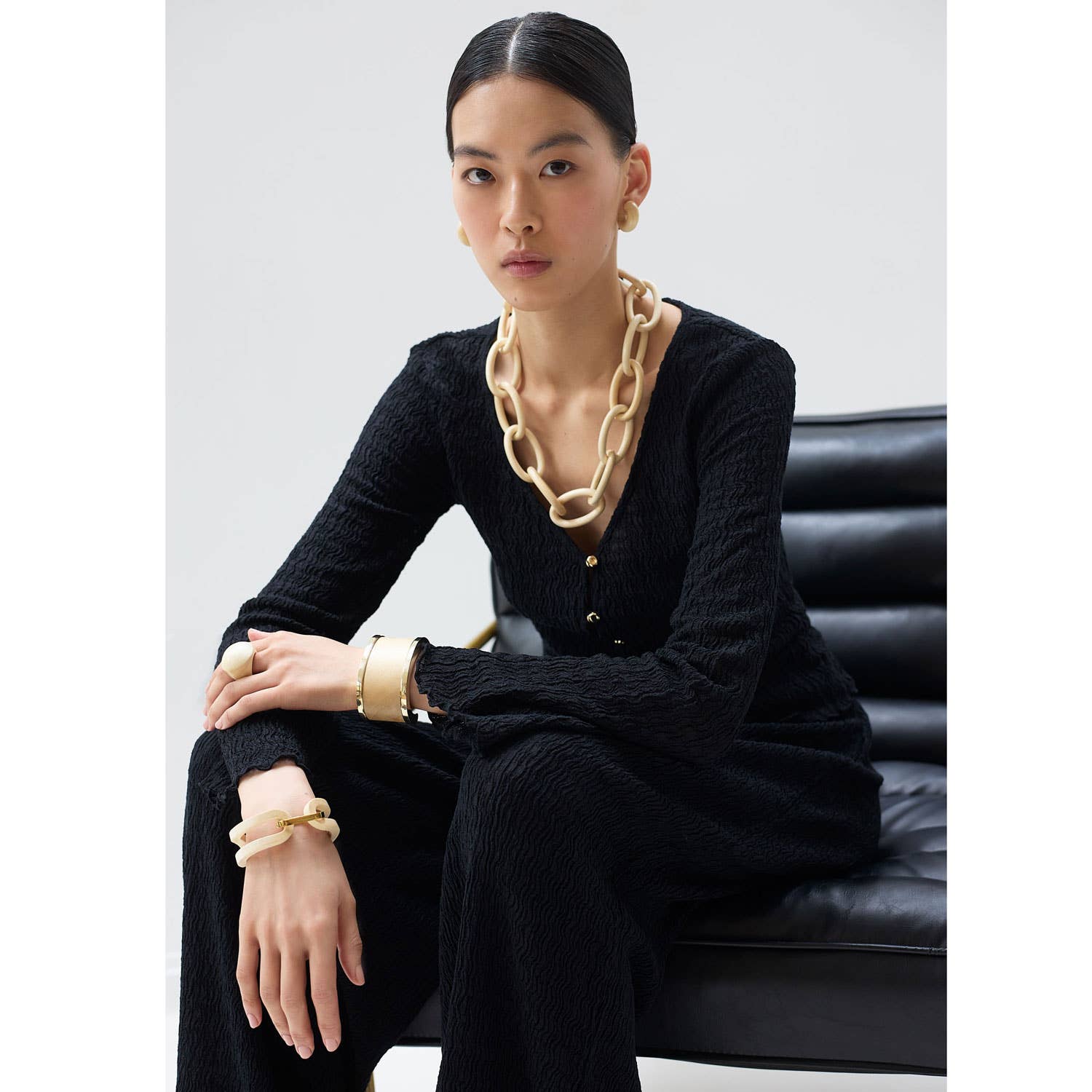 BRANCH - White Wooden Chunky Hoop Earrings