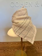 Clara Linen Neck Scarf - Natural, Twine check