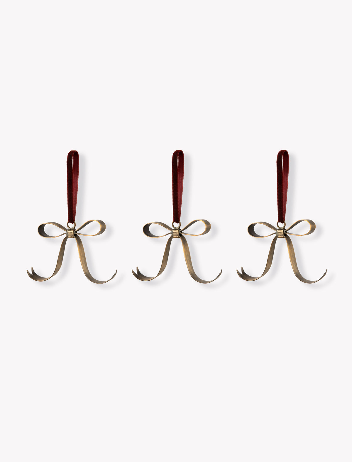 Antique Brass Bow Decorations - Set of 3