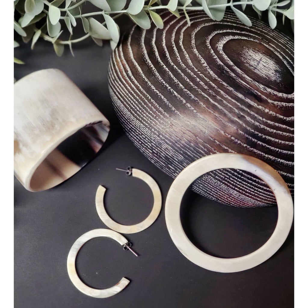 White Natural Buffalo Horn Bangle Bracelet