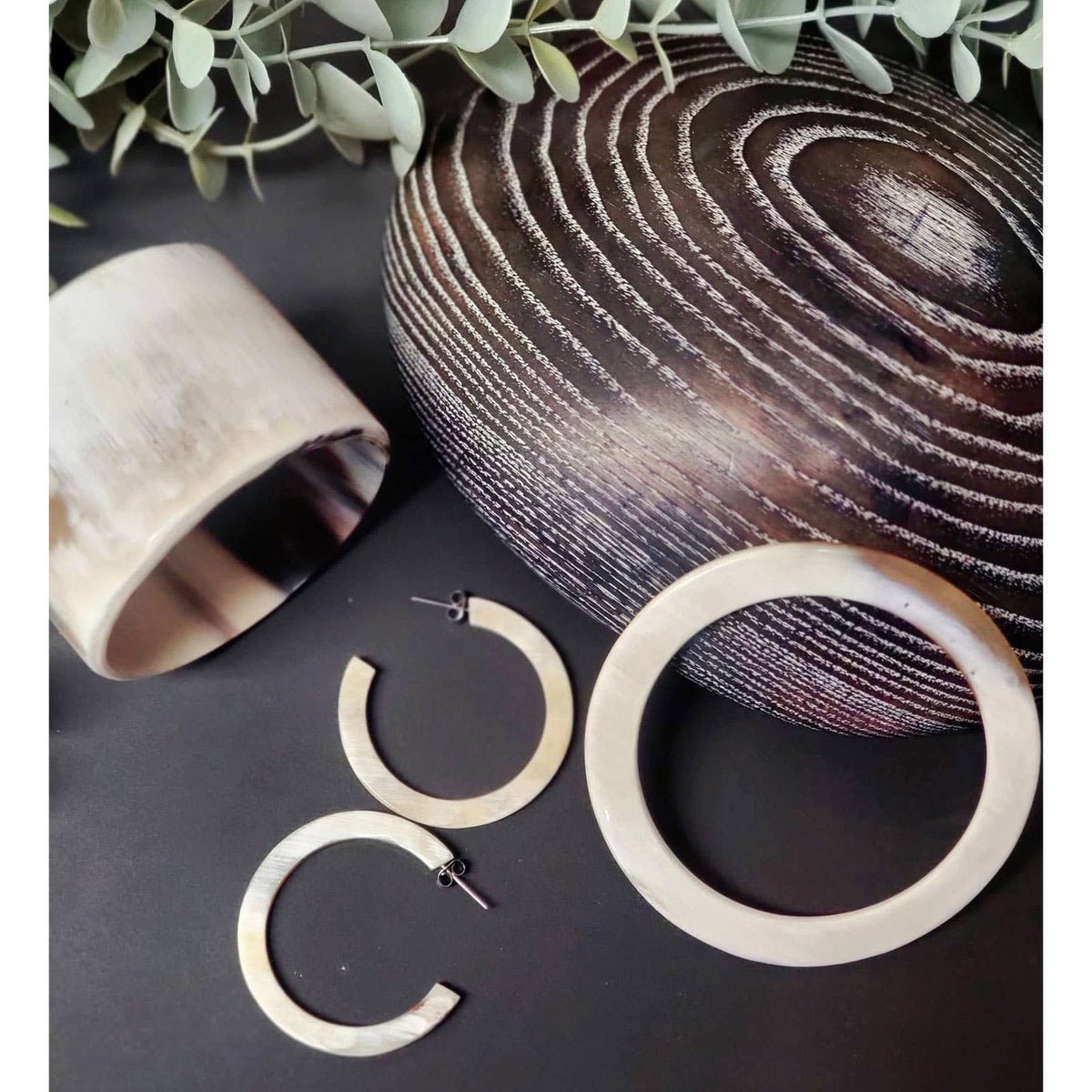White Natural Buffalo Horn Bangle Bracelet
