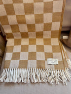Cara Merino Lambswool Throw - Mustard Check