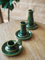 Cohen & Co. Ceramic Candle Holder - Green, medium