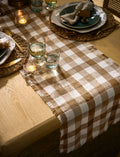 Lovatt Checked Table Runner - Linen, Truffle