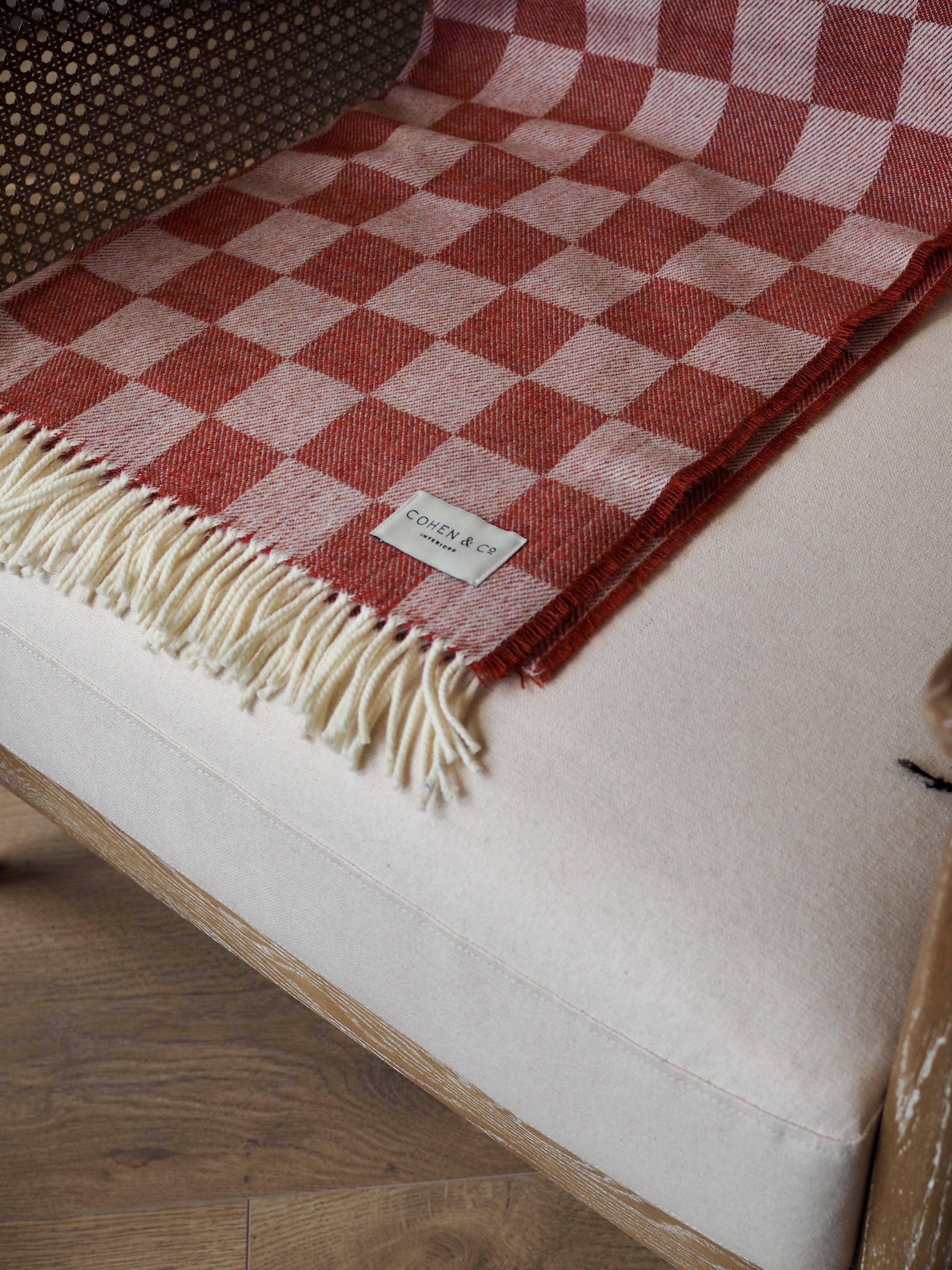 Angus Merino Lambswool Throw - Red Check