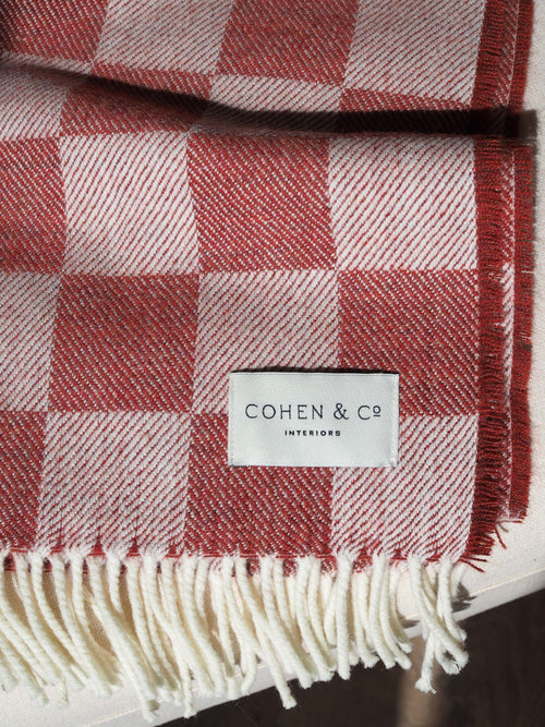 Angus Merino Lambswool Throw - Red Check