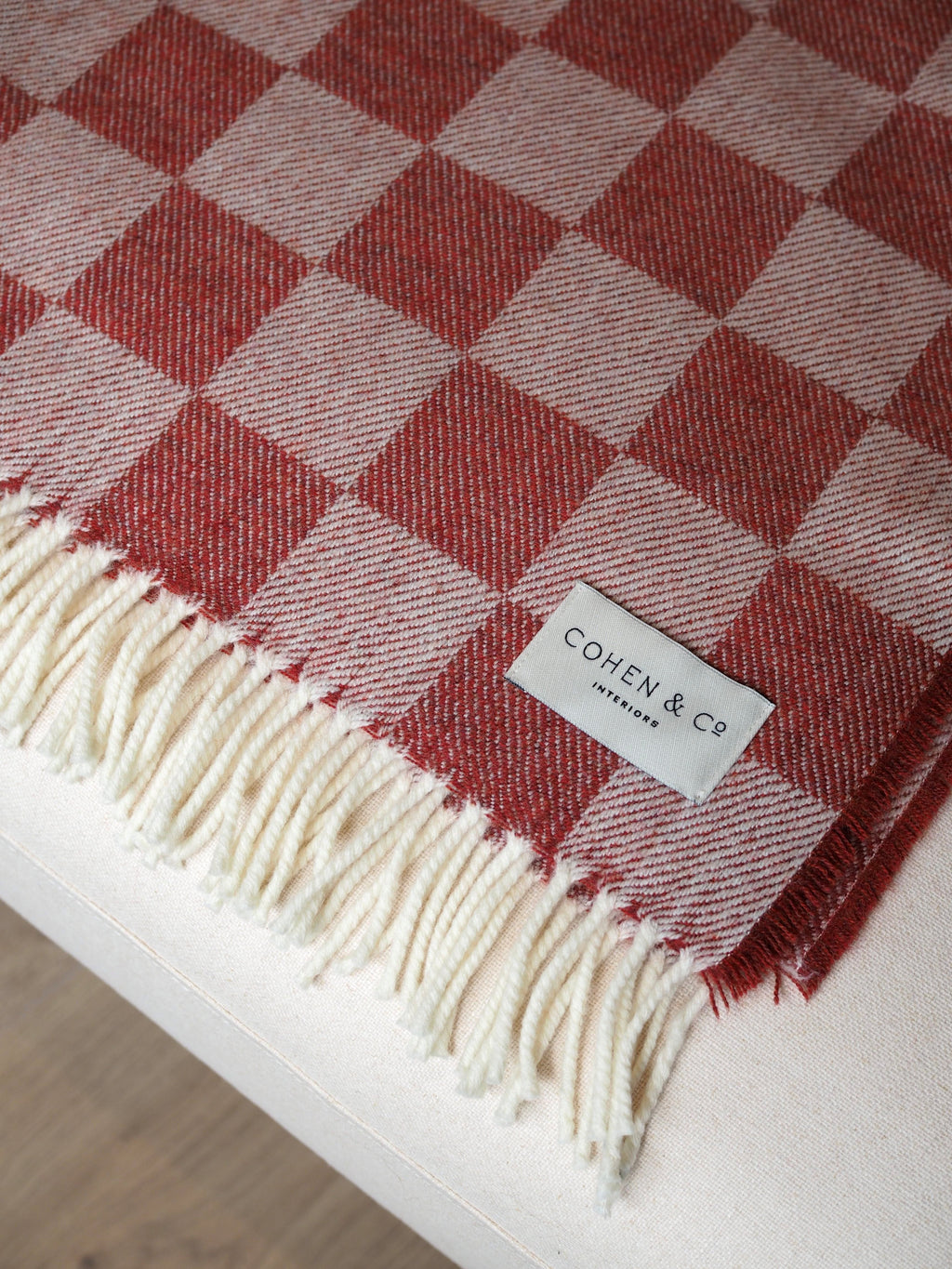 Angus Merino Lambswool Throw - Red Check