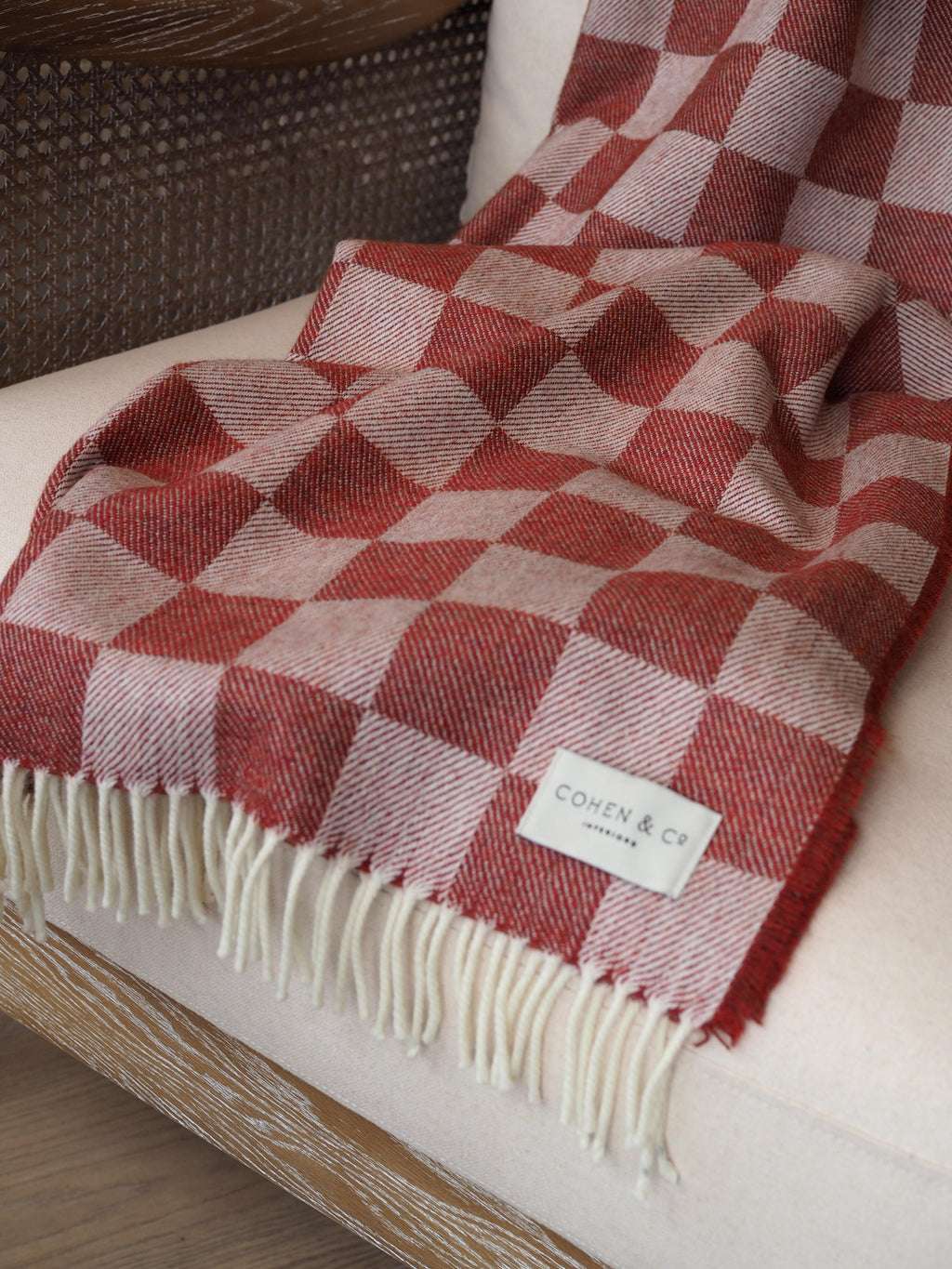 Angus Merino Lambswool Throw - Red Check