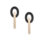 Branch - Aria - Interlocking Oval Black & White Wooden Link Earrings