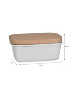 White Butter Dish - Wooden Lid