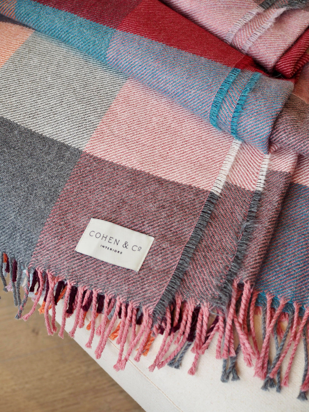Bea Merino Alpaca & Lambswool Throw - Coloured Check