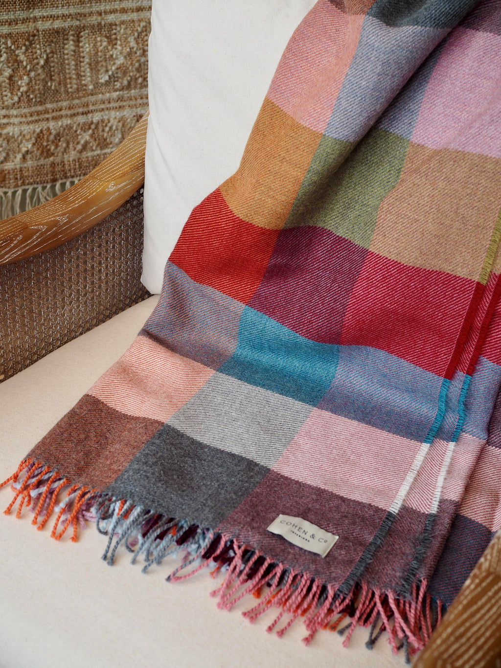 Bea Merino Alpaca & Lambswool Throw - Coloured Check