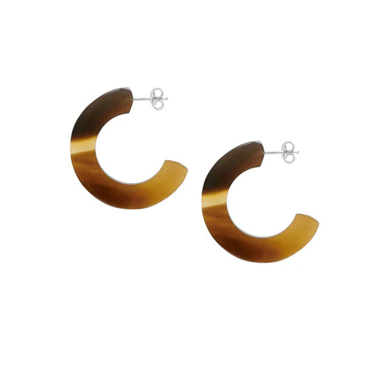 Branch - Brown Natural Buffalo Horn Flat Hoop Earrings