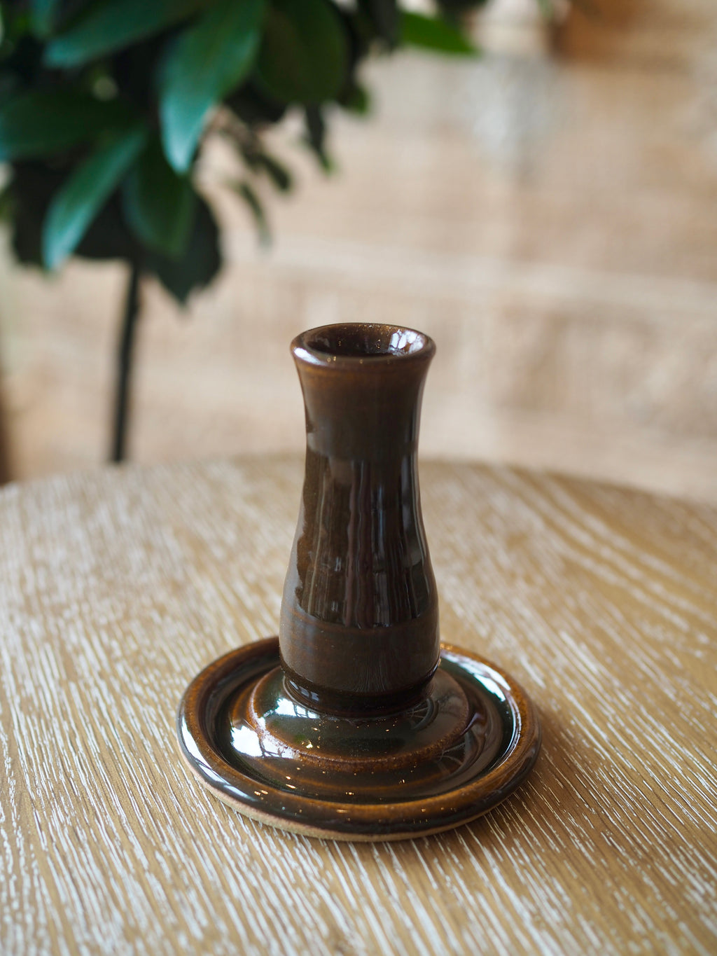 Cohen & Co. Ceramic Candle Holder - Brown, large