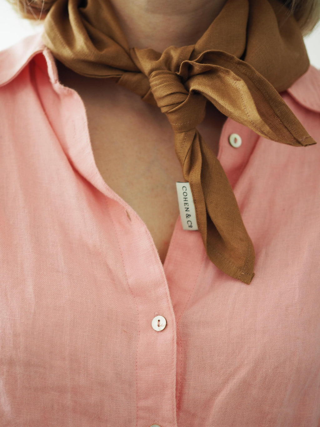 Clara Linen Neck Scarf Camel