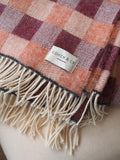 Darcie Merino Lambswool Throw - Red & Peach Check