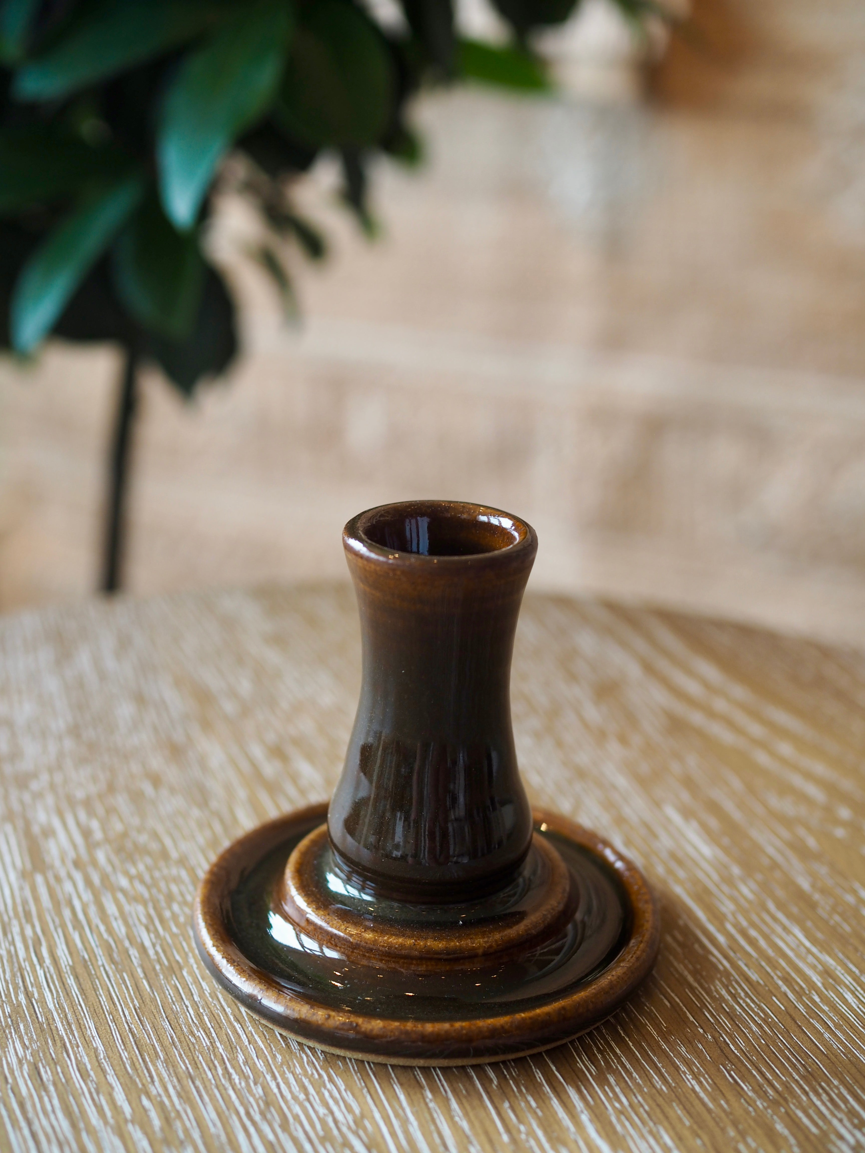 Cohen & Co. Ceramic Candle Holder - Brown, medium