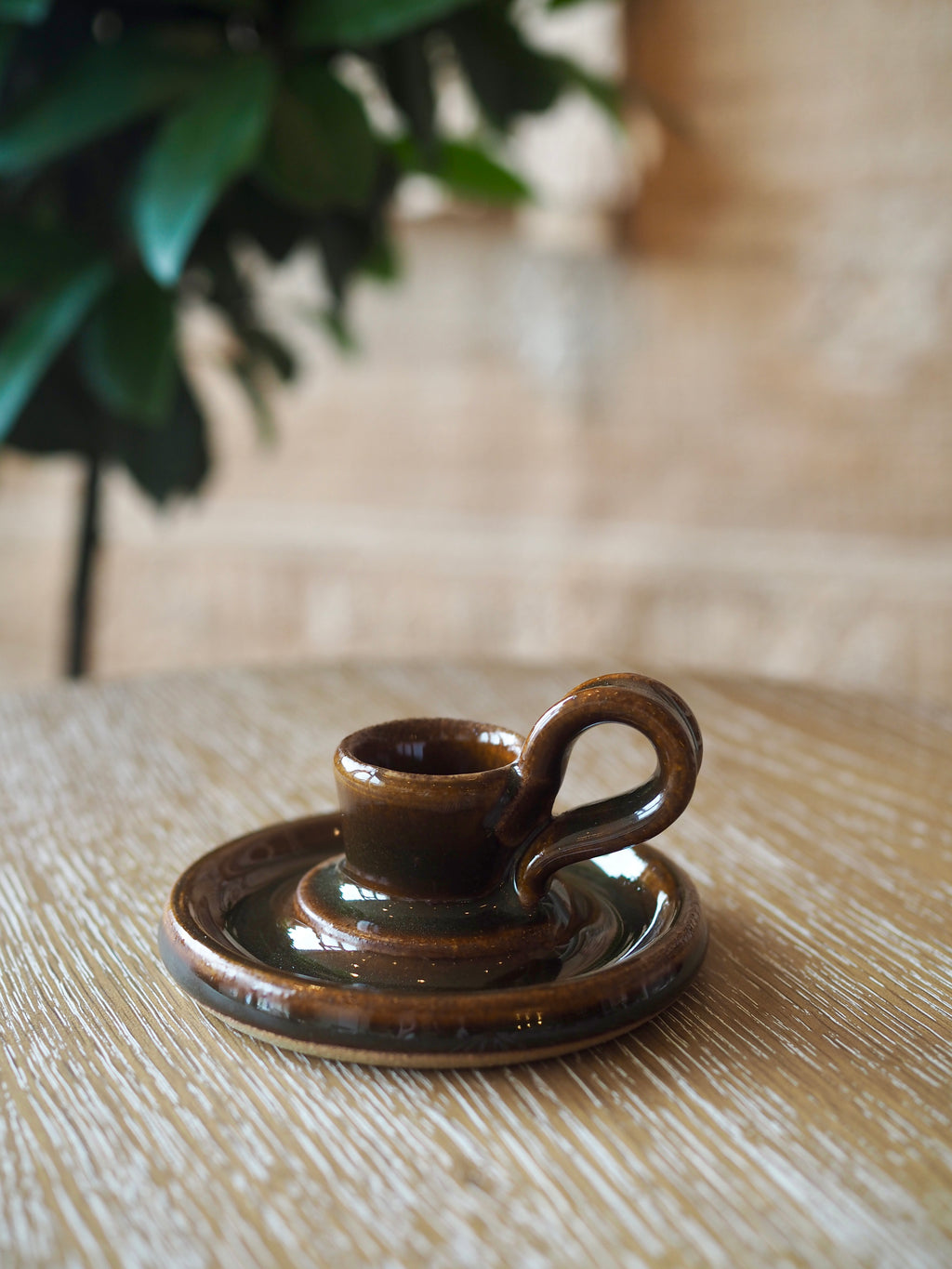Cohen & Co. Ceramic Candle Holder - Brown, small