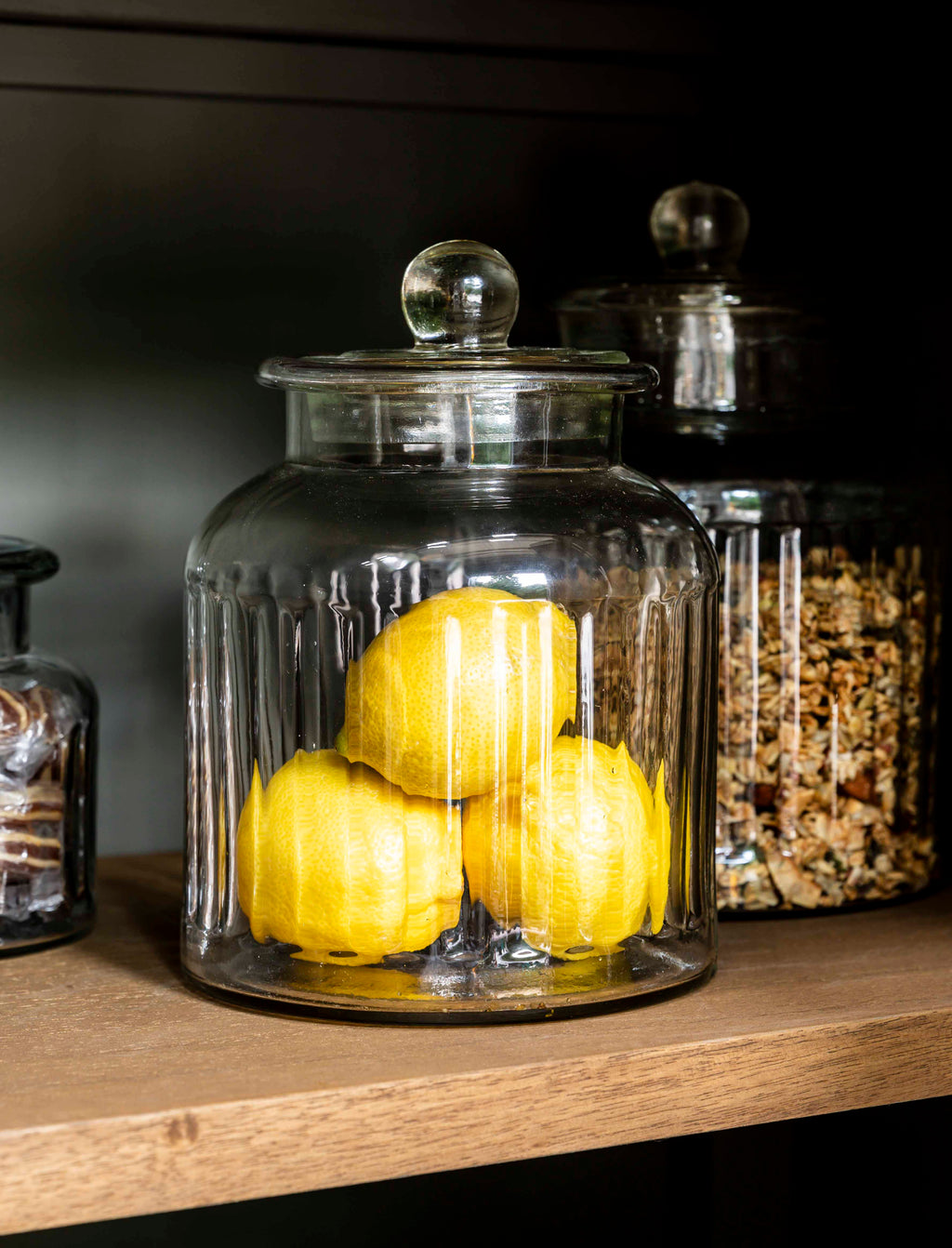 COOMBE RIBBED STORAGE JAR - GLASS, MEDIUM