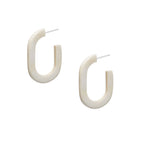 Branch - Elara Handmade White Oblong Natural Horn Hoop Earrings - Buffalo Horn