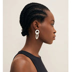 Branch - Handmade White Interlink Natural Horn Hoop Earrings - Buffalo Horn