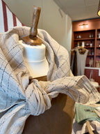 Clara Linen Neck Scarf XL - Natural, Twine check