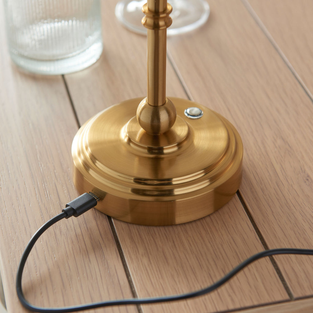 Brushed Brass Table Lampstand - Rechargeable