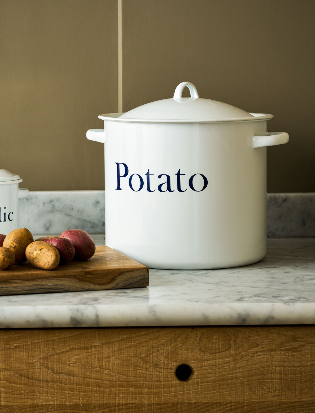 Enamel Potato Store - White