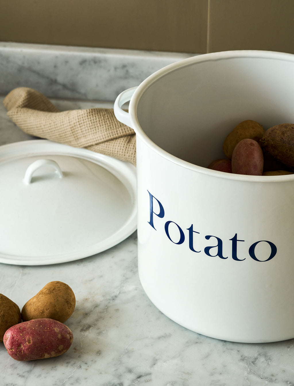 Enamel Potato Store - White