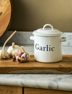 Enamel Garlic Store - White
