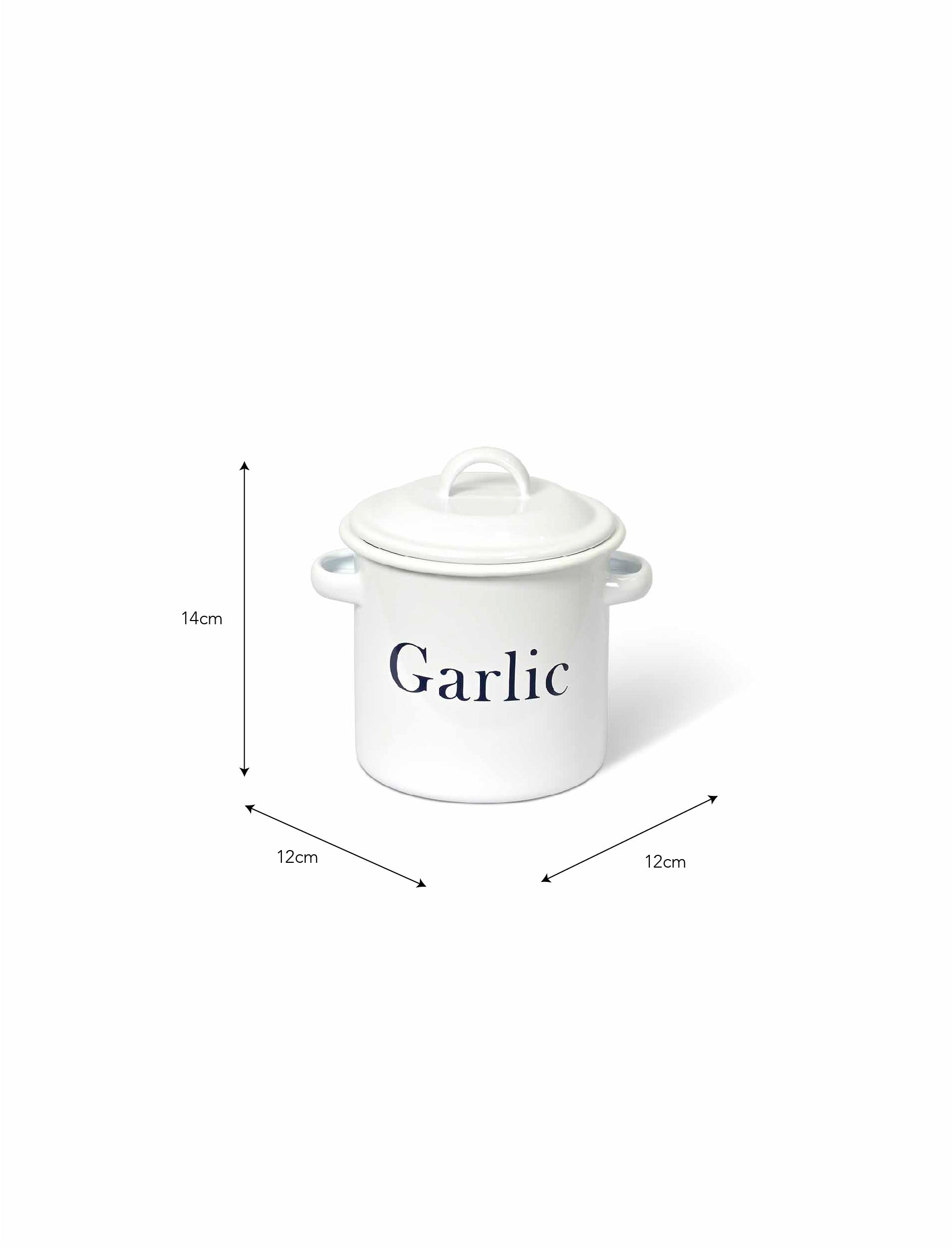 Enamel Garlic Store - White