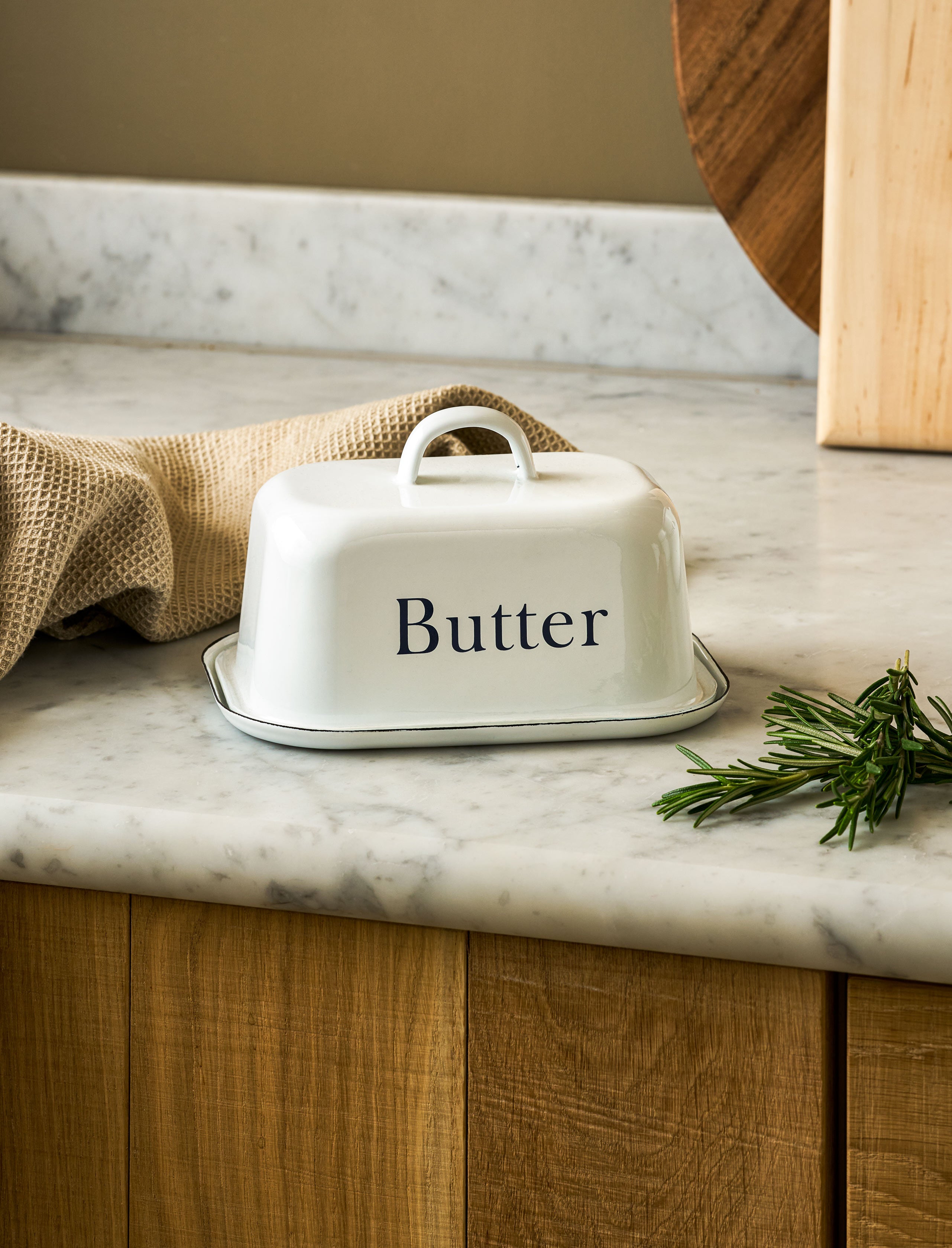 Enamel Butter Dish - White