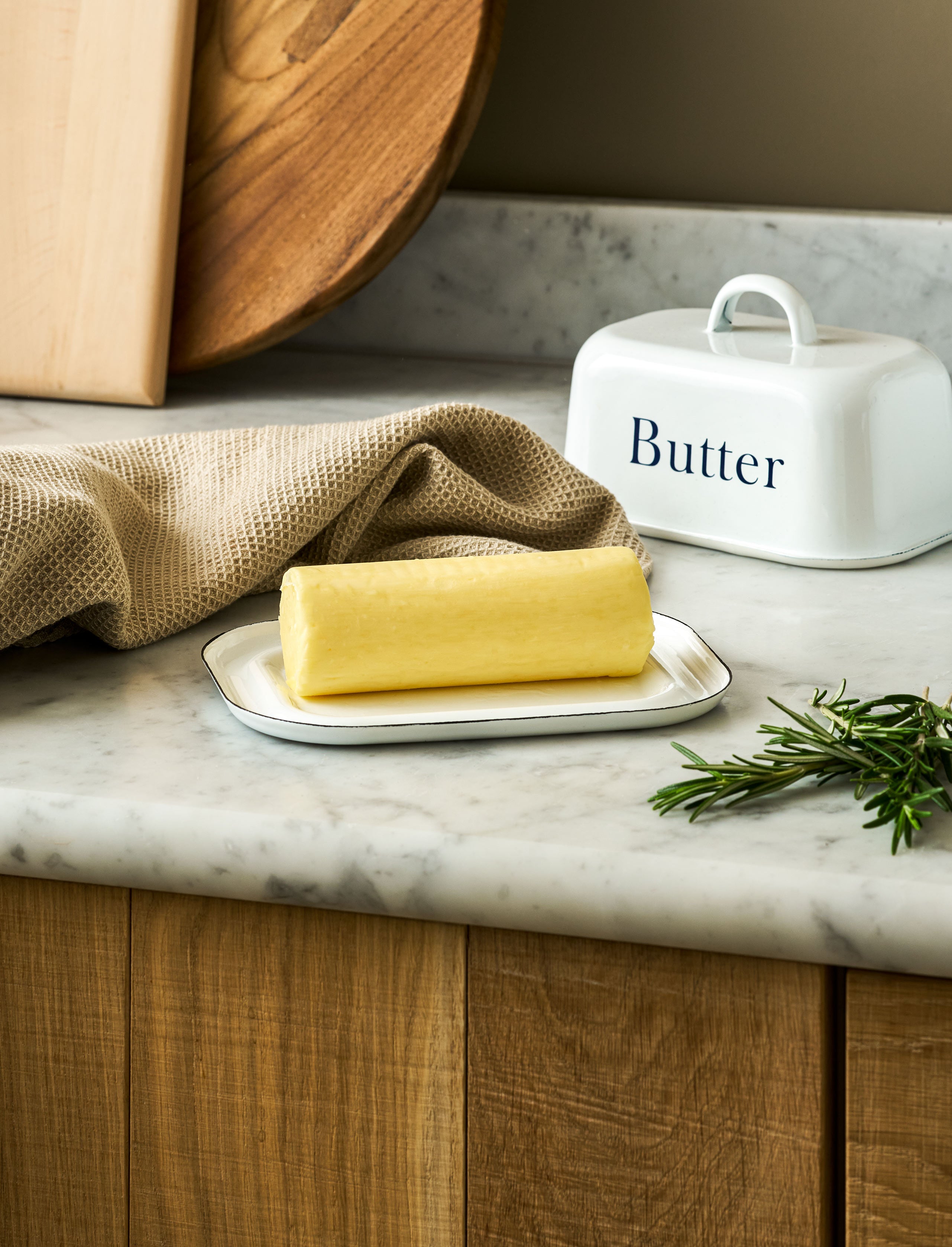 Enamel Butter Dish - White